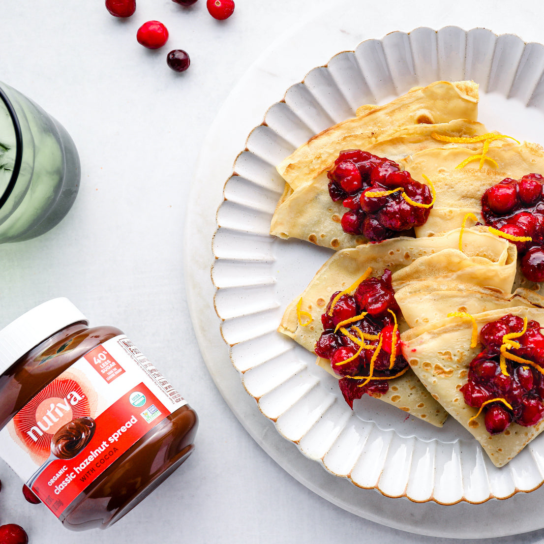 Chocolate Hazelnut Crepes with Orange Cranberry Sauce Nutiva