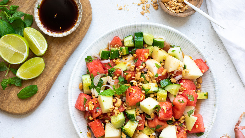 Asian Watermelon Salad with Peanuts & Mint