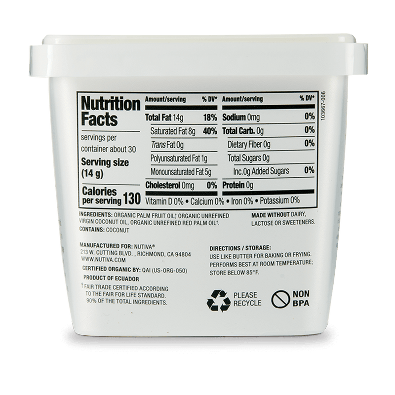 Nutiva Shortening 15 oz package back