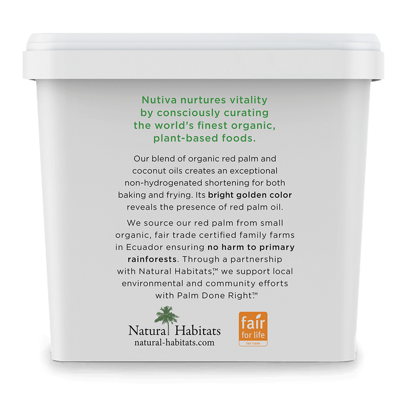 Nutiva Shortening 15 oz package company thank you and message